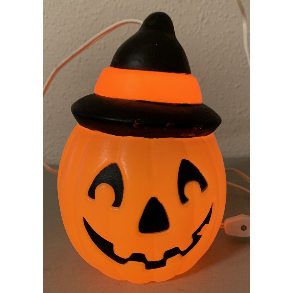 VTG Empire Blow Mold Halloween Pumpkin Jack O' Lantern Witch Hat Tabletop Lamp